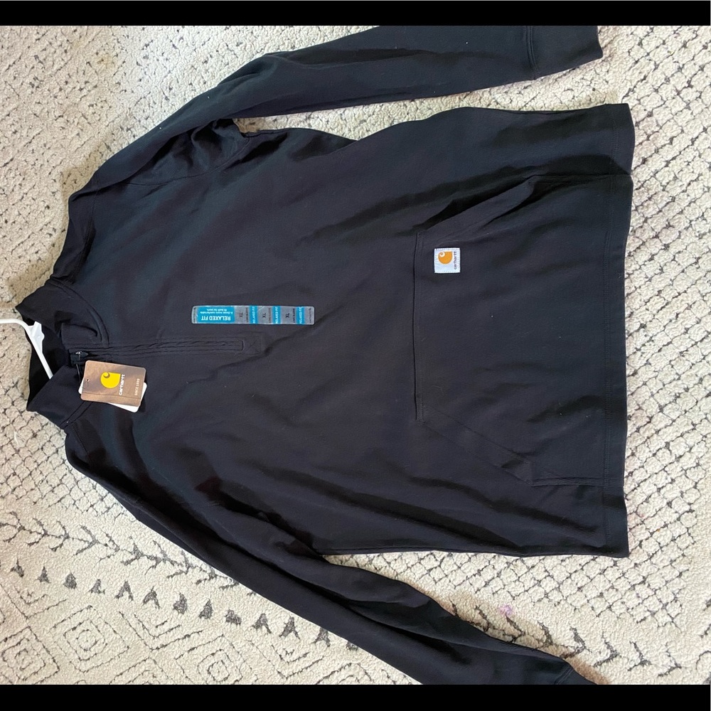 Men’s brand new (WITH TAGS) black XL relaxed fit half zip with front pocket